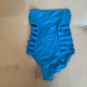 Sara Sky Blue Strapless Swimsuit